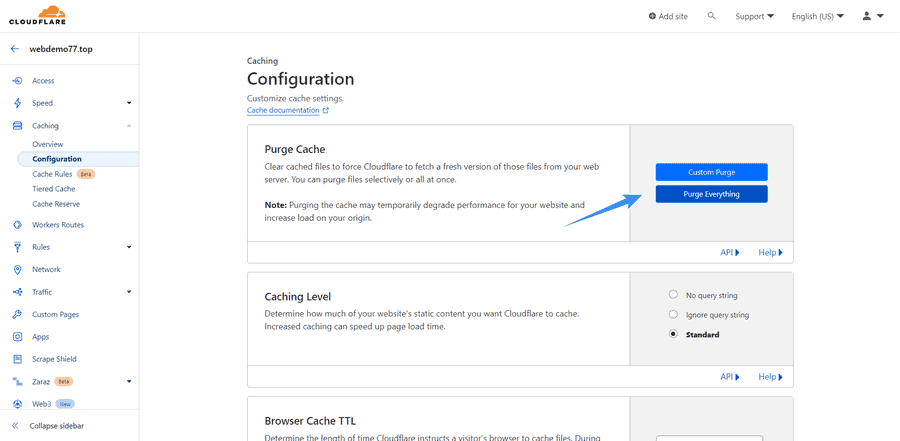 hướng dẫn xóa cache cloudflare