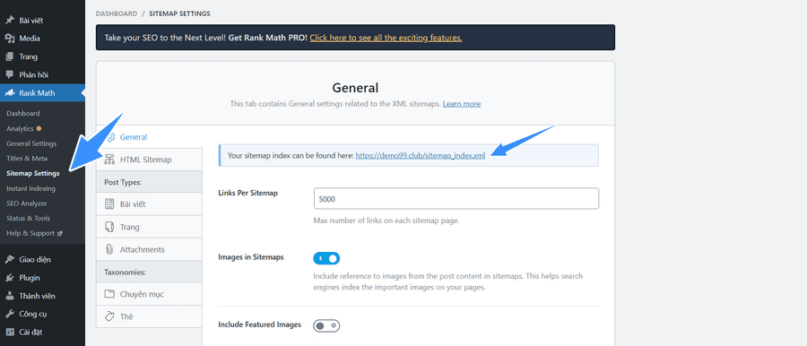 link sitemaps wordpress rank math seo