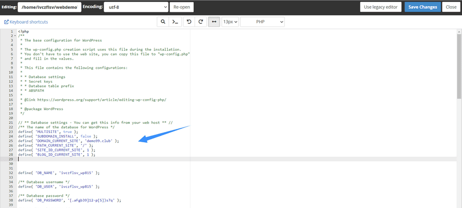 thêm code vào wp-config multisite wordpress 2