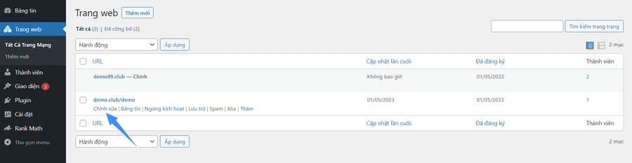 tùy chỉnh tên miền wordpress multisite