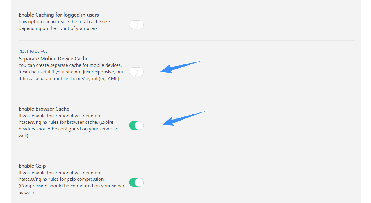 bật cache trình duyệt và gzip swift performance