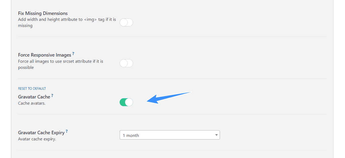 bật gravatar cache swift performance