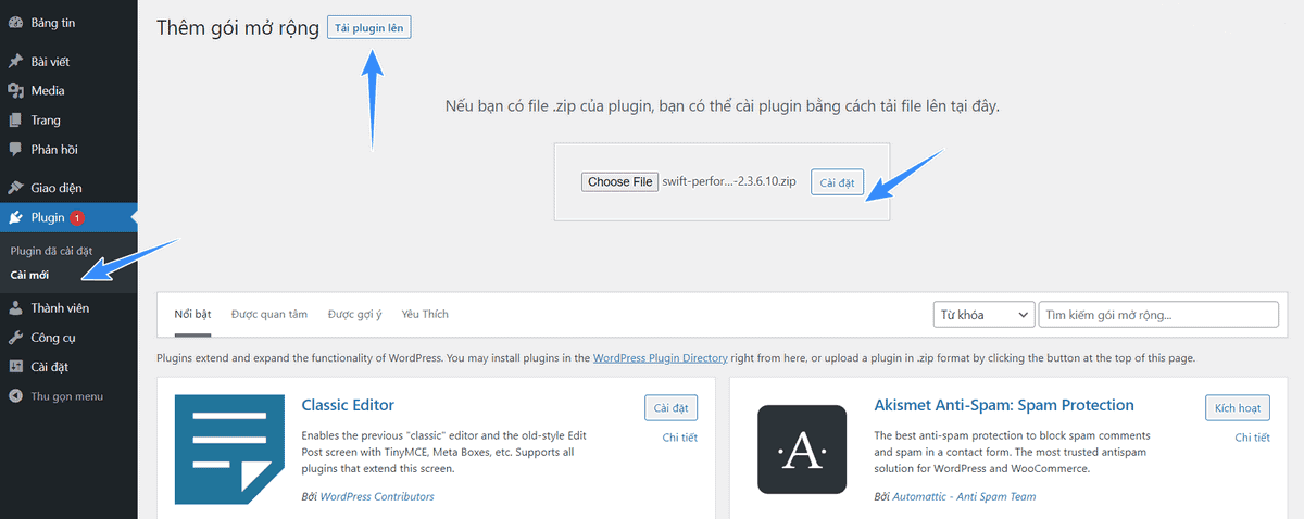 cai dat plugin swift performance pro