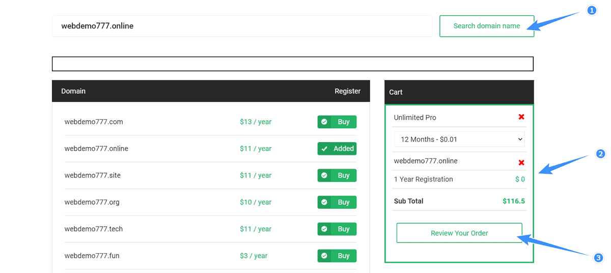chọn tên miền miễn phí khi mua hosting stablehost