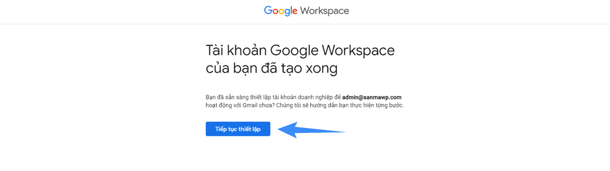 chọn thiết lập thông tin google workspace