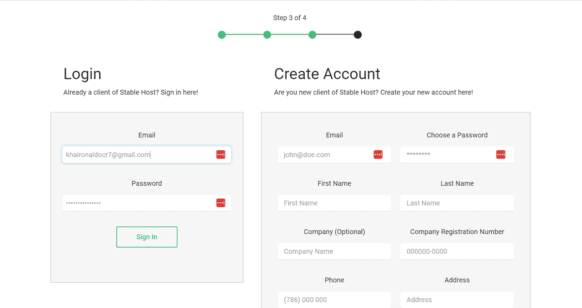 login hoặc signup để hoàn tất thanh toán stablehost