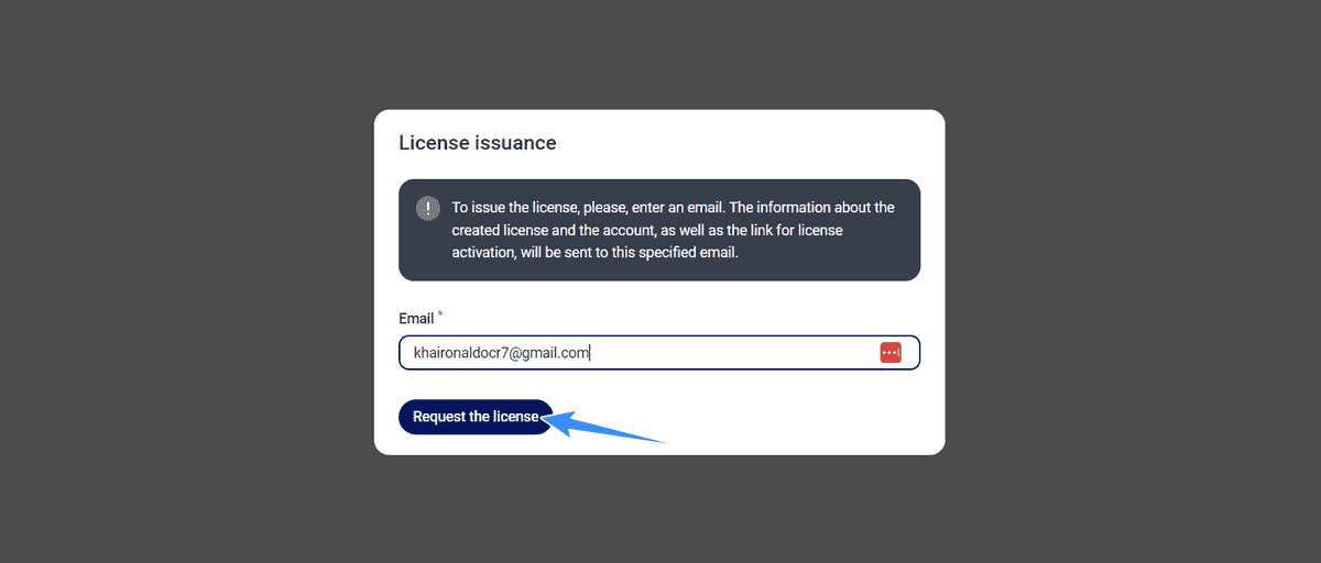 điền email để nhận bản quyền fastpanel