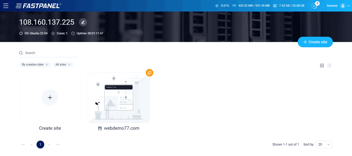 fastpanel là gì cùng xem giao diện quản lý