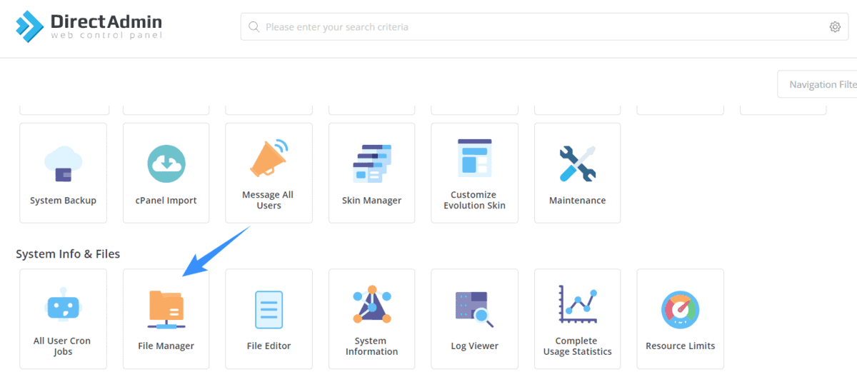 file manager trên directadmin