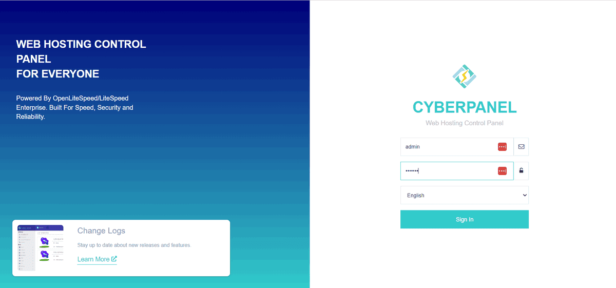 hướng dẫn đăng nhập vào cyberpanel