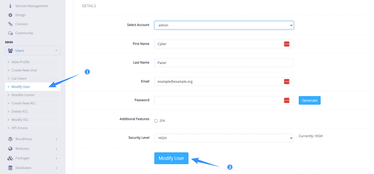 thay đổi mật khẩu admin cho cyberpanel