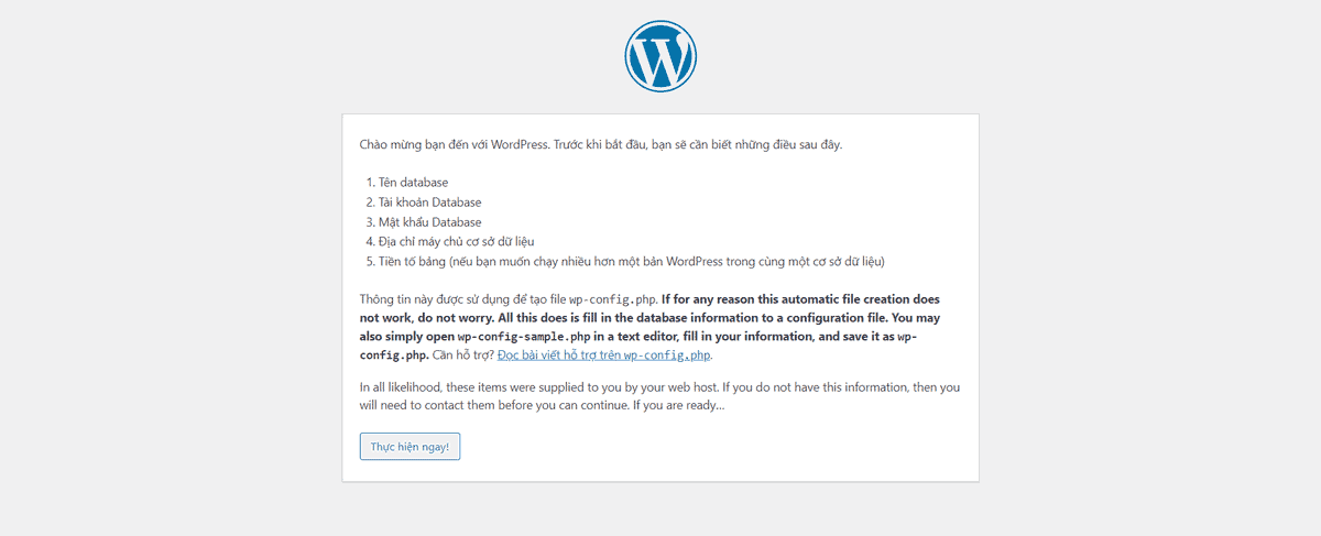 thực hiện kết nối database khi cài đặt wordpress trên directadmin