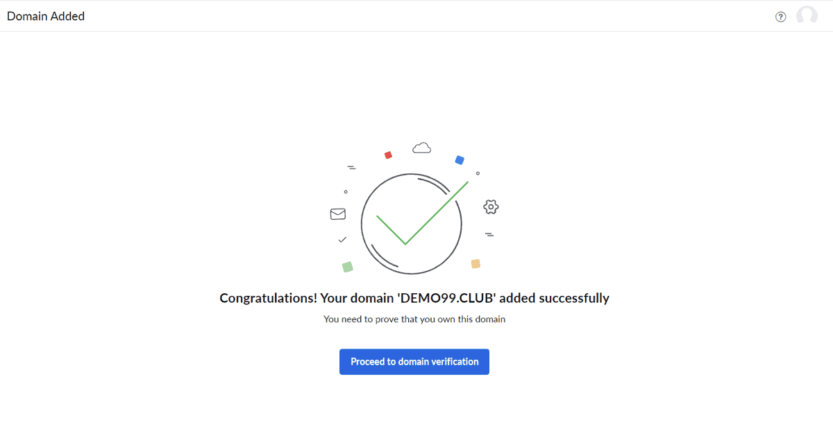 xác minh tên miền với zoho mail
