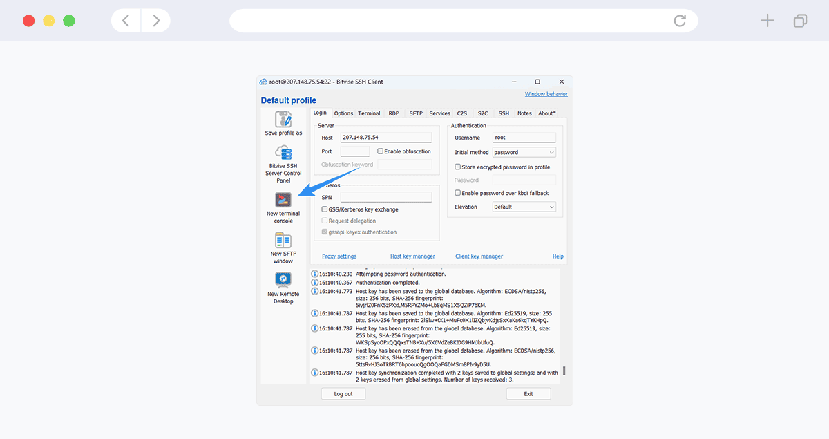 hướng dẫn mở terminal console bitvise ssh client