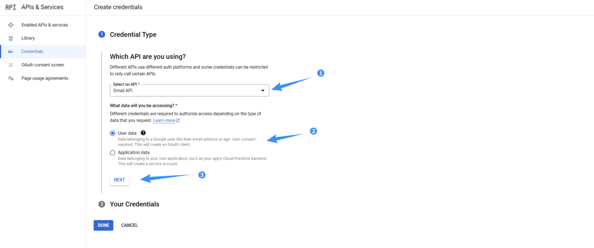 tạo gmail api key trên google cloud