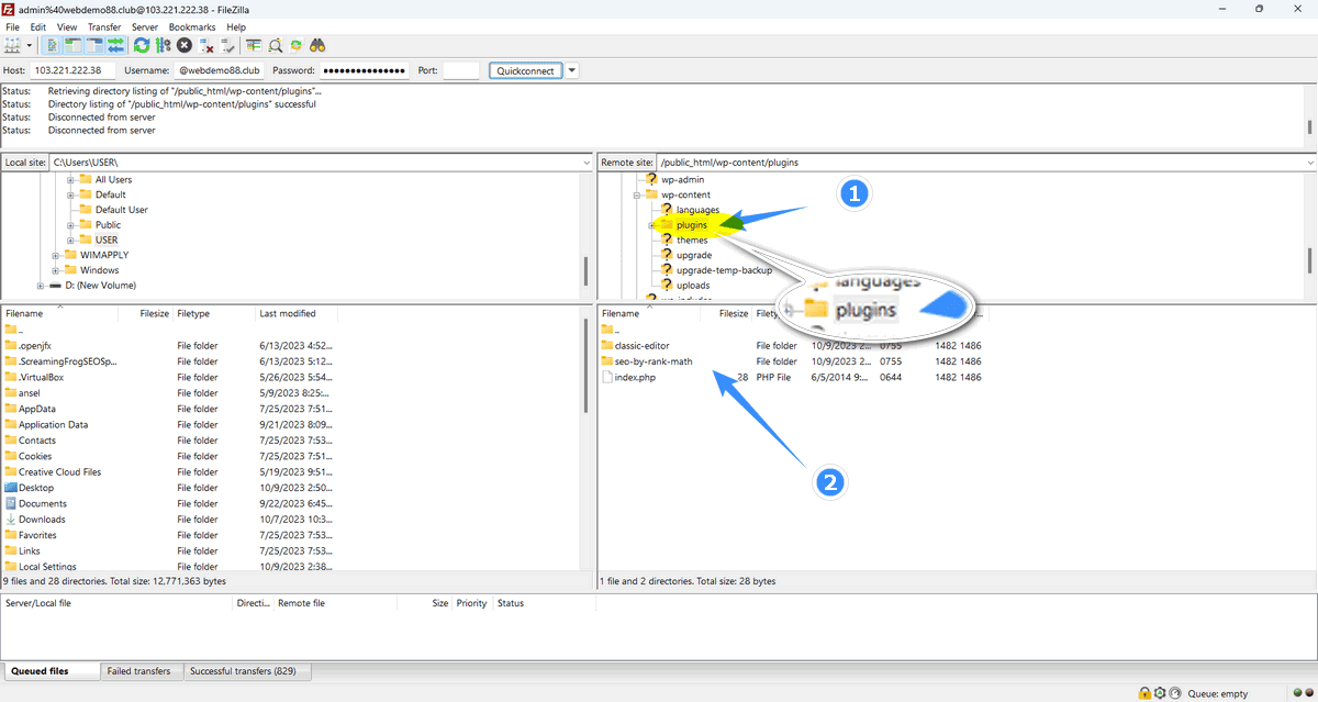 copy thư mục plugin lên hosting