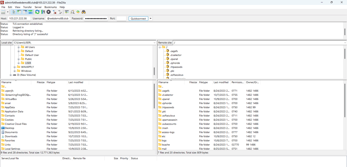 kết nối filezilla ftp để cài đặt plugin