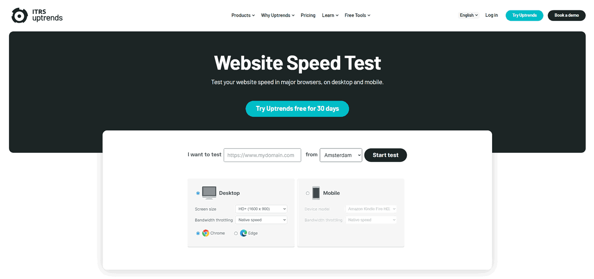 kiểm tra tốc độ hosting uptrends