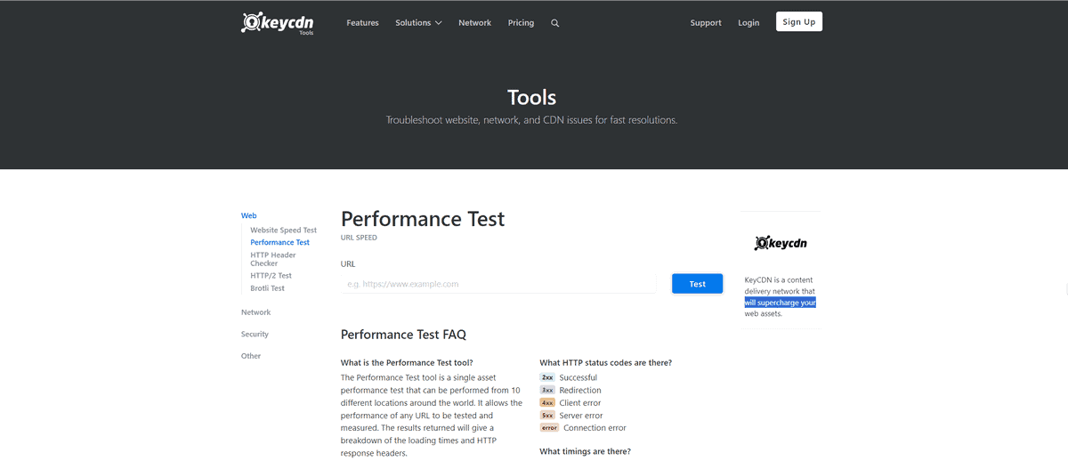 kiem tra toc do website bang keycdntool