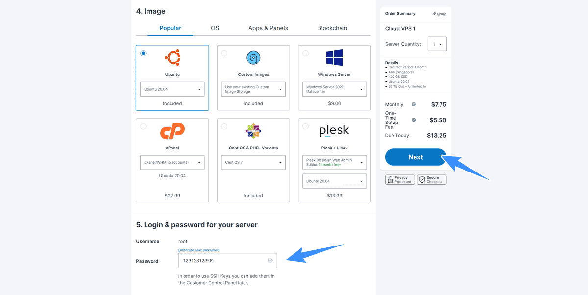 điền mật khẩu root cho contabo vps