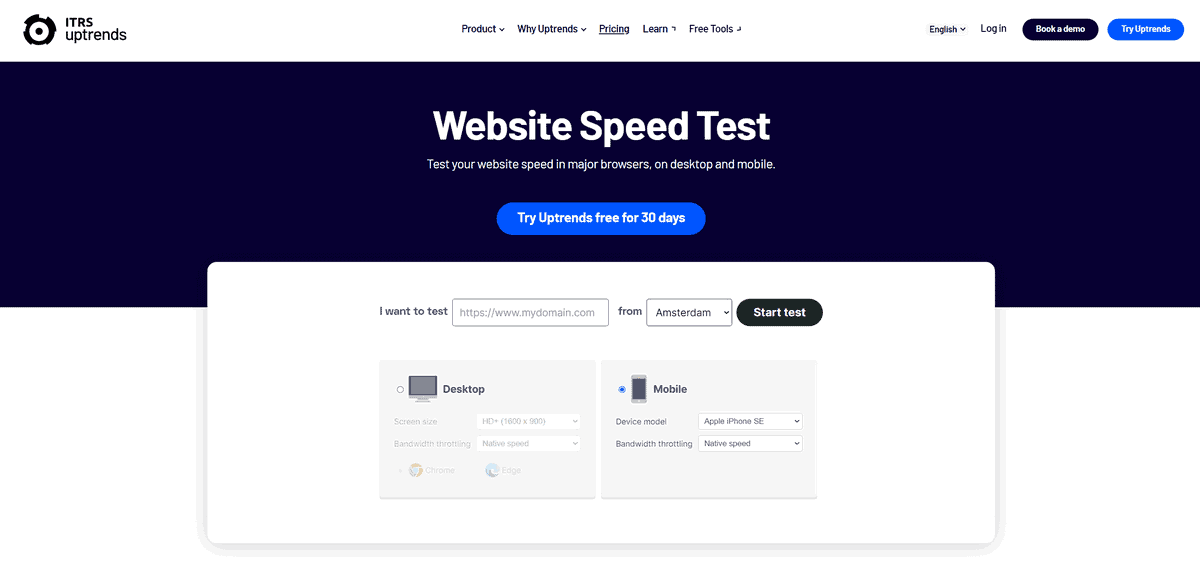 công cụ kiểm tra tốc độ uptrends