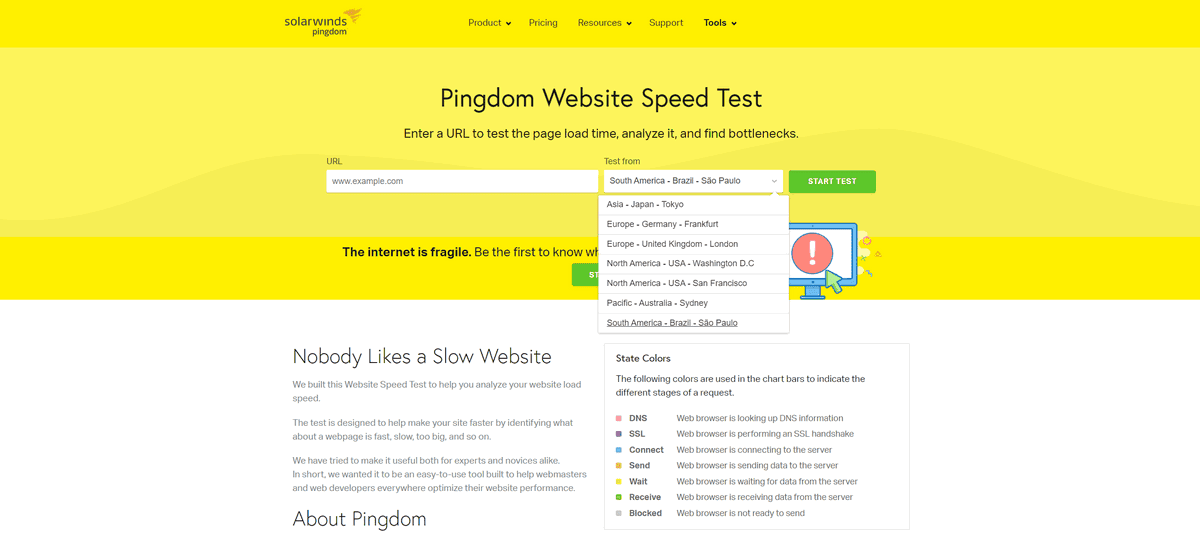 công cụ kiểm tra tốc độ website pingdom