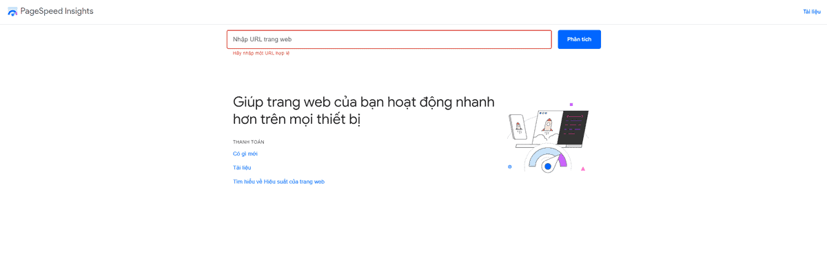kiểm tra tốc độ bằng google pagespeed insights