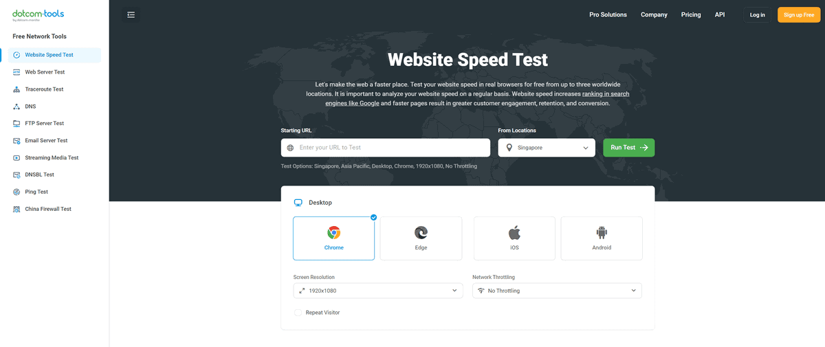 kiểm tra tốc độ của website bằng dotcom tool