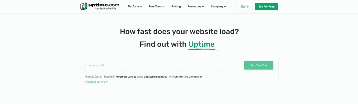 kiểm tra tốc độ truy cập website uptime.com