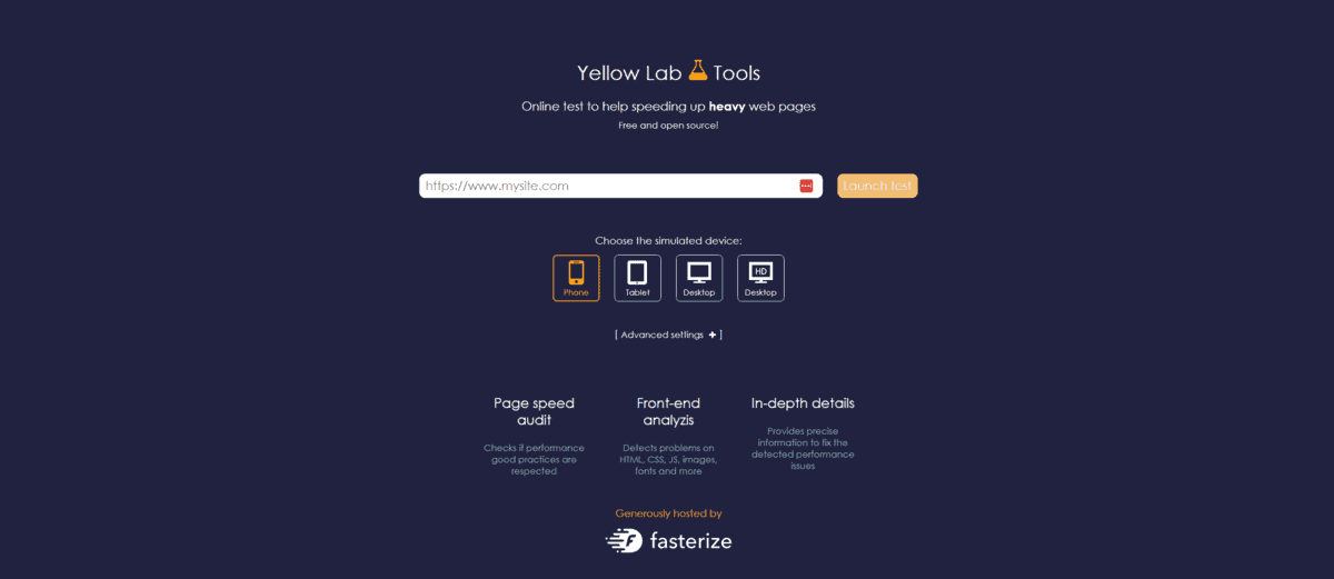 kiểm tra tốc độ website online bằng yellow lab