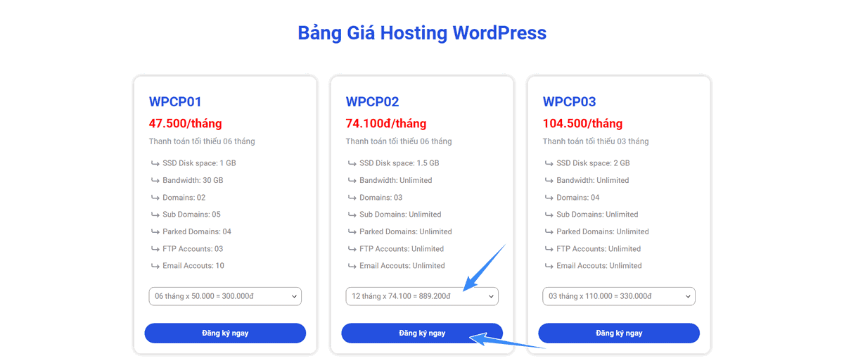 chọn gói hosting thích hợp tại bkns