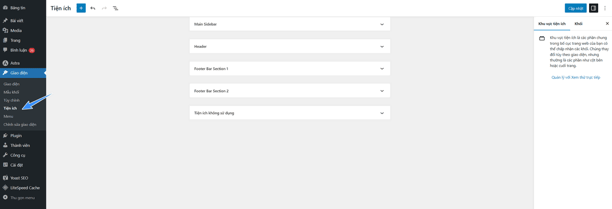 cách thêm widget wordpress