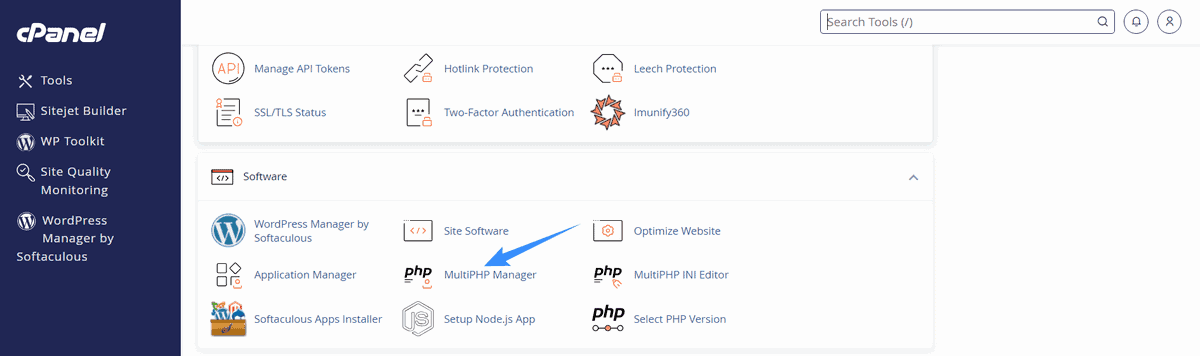 multiphp manager trên hosting cpanel