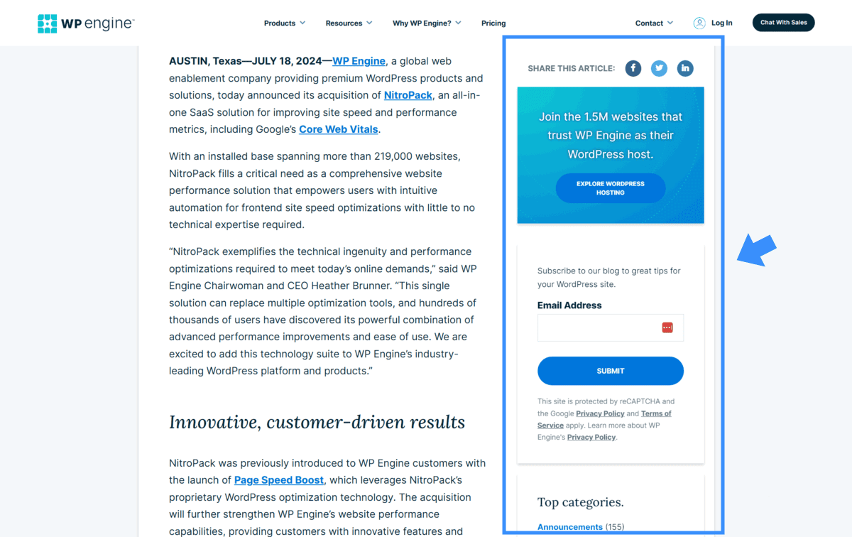 vị trí widget sidebar trên wordpress