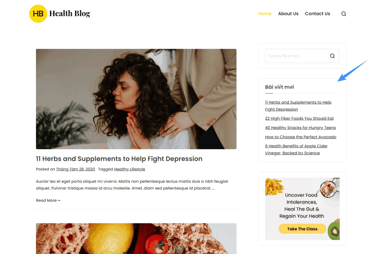widget bài viết mới nhất hiển thị trên wordpress
