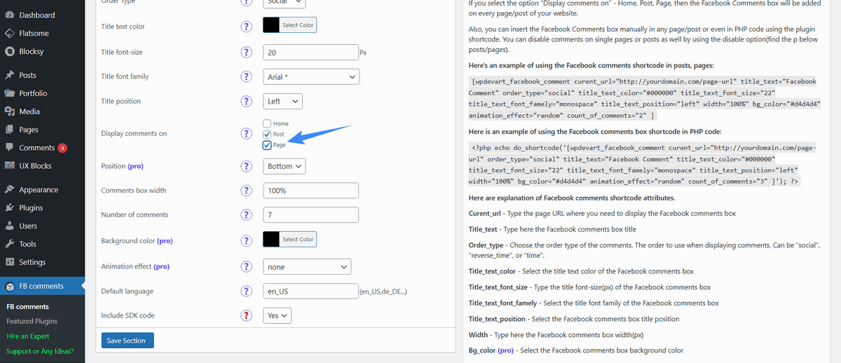 thiết lập display cho plugin facebook comment
