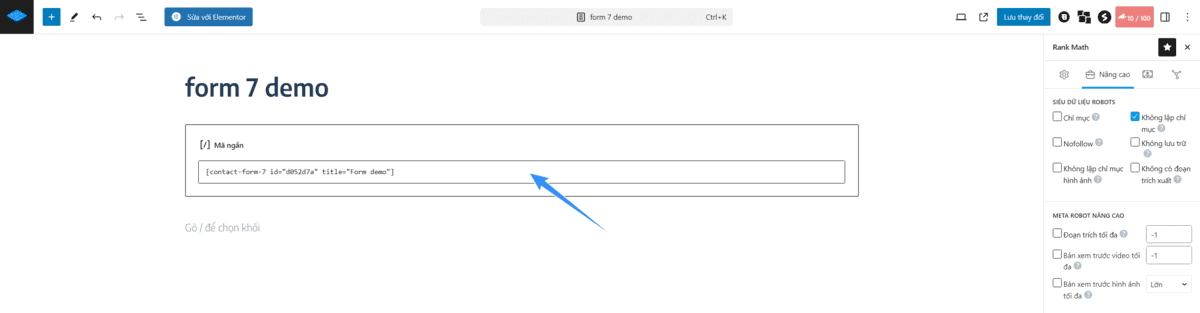 dán mã shortcode contact form 7 vào trang bất kỳ