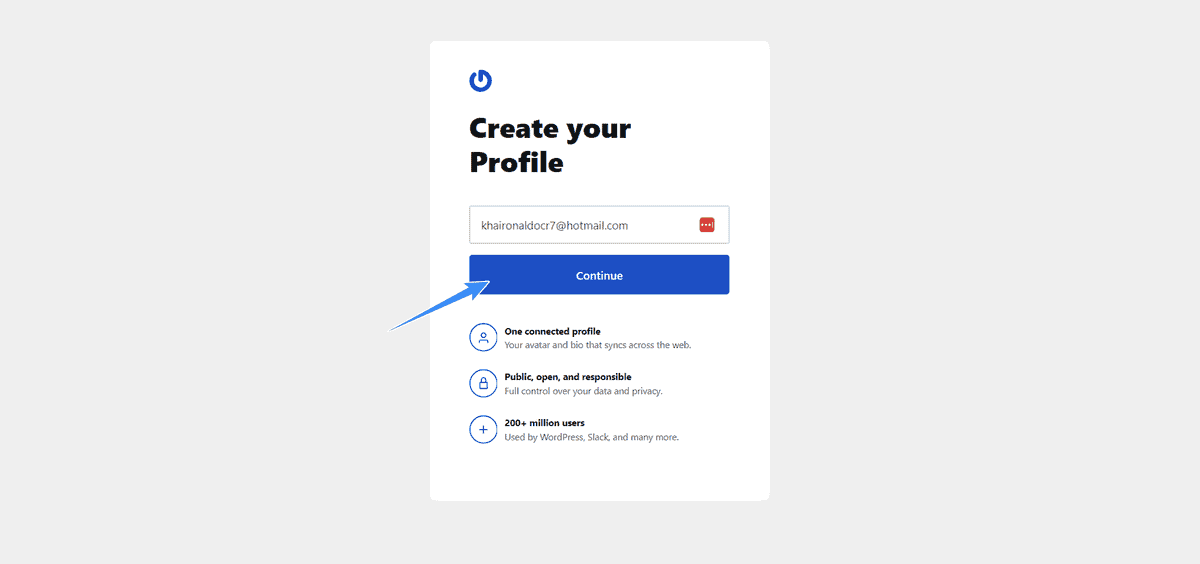 điền chính xác email để đăng ký gravatar