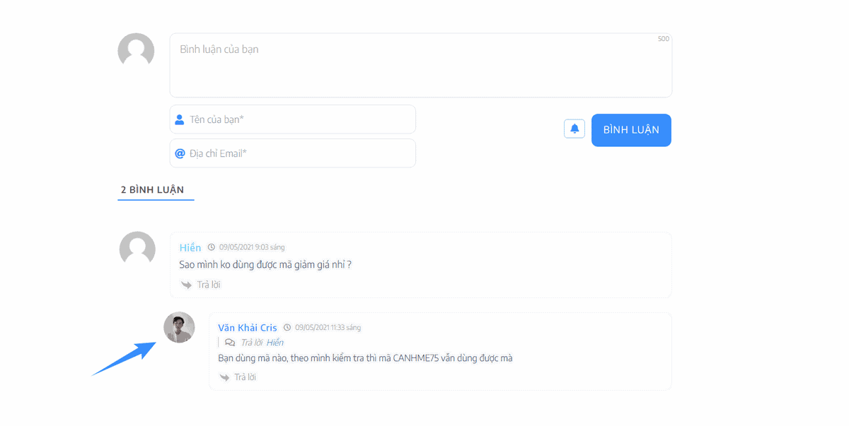 hinh anh gravatar tai phan binh luan wordpress